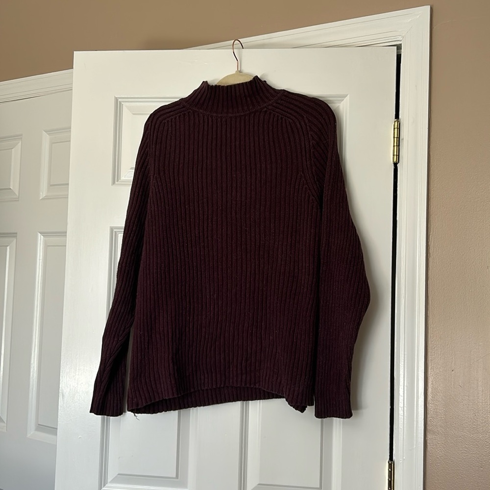 Alfani cotton purple ribbed turtleneck sweater
